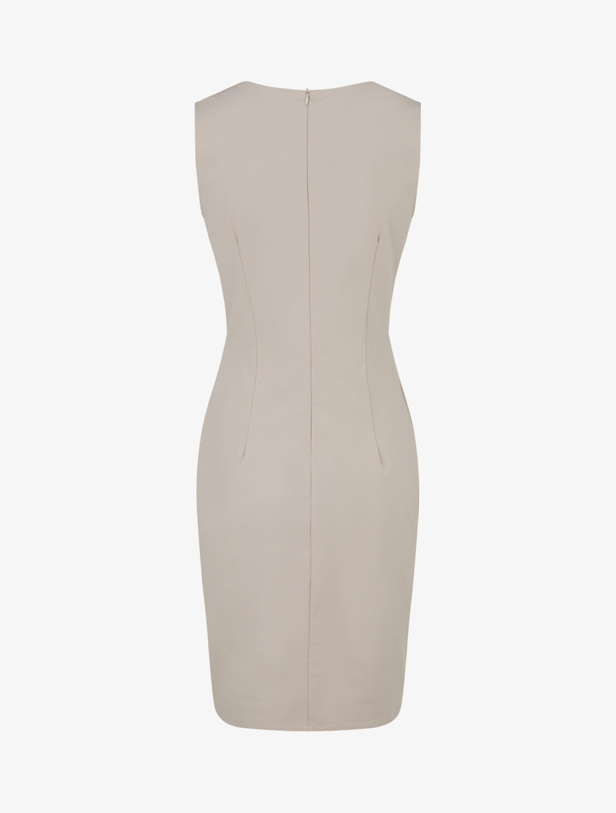 Robe cache-coeur sans manches à boutons décoratifs - Taupe - 2