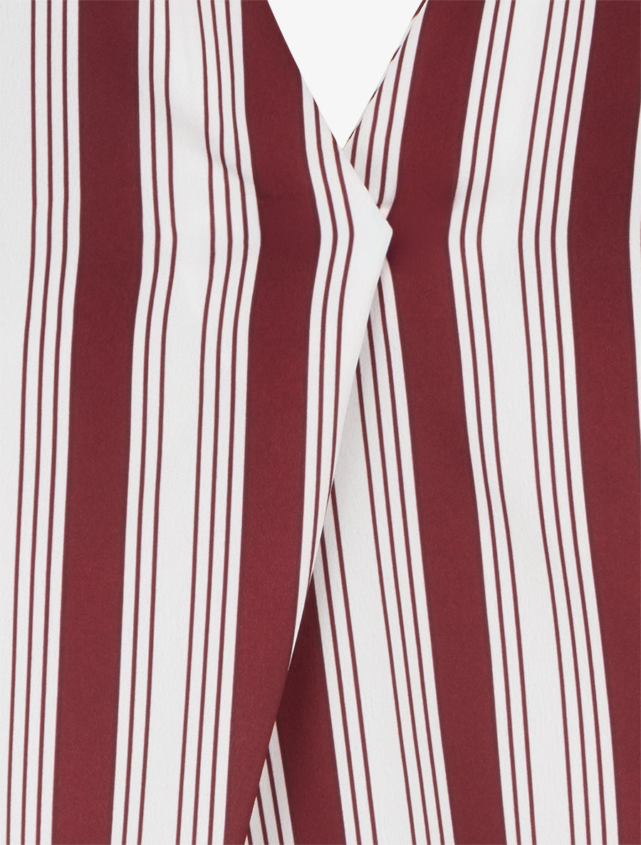 Blouse rayée satinée coupe boule - Bordeaux - 3