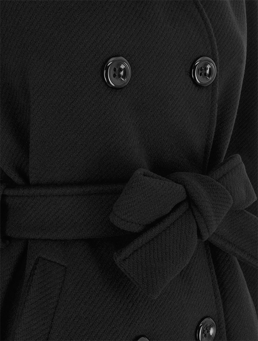 Manteau long à col montant - Noir - 3