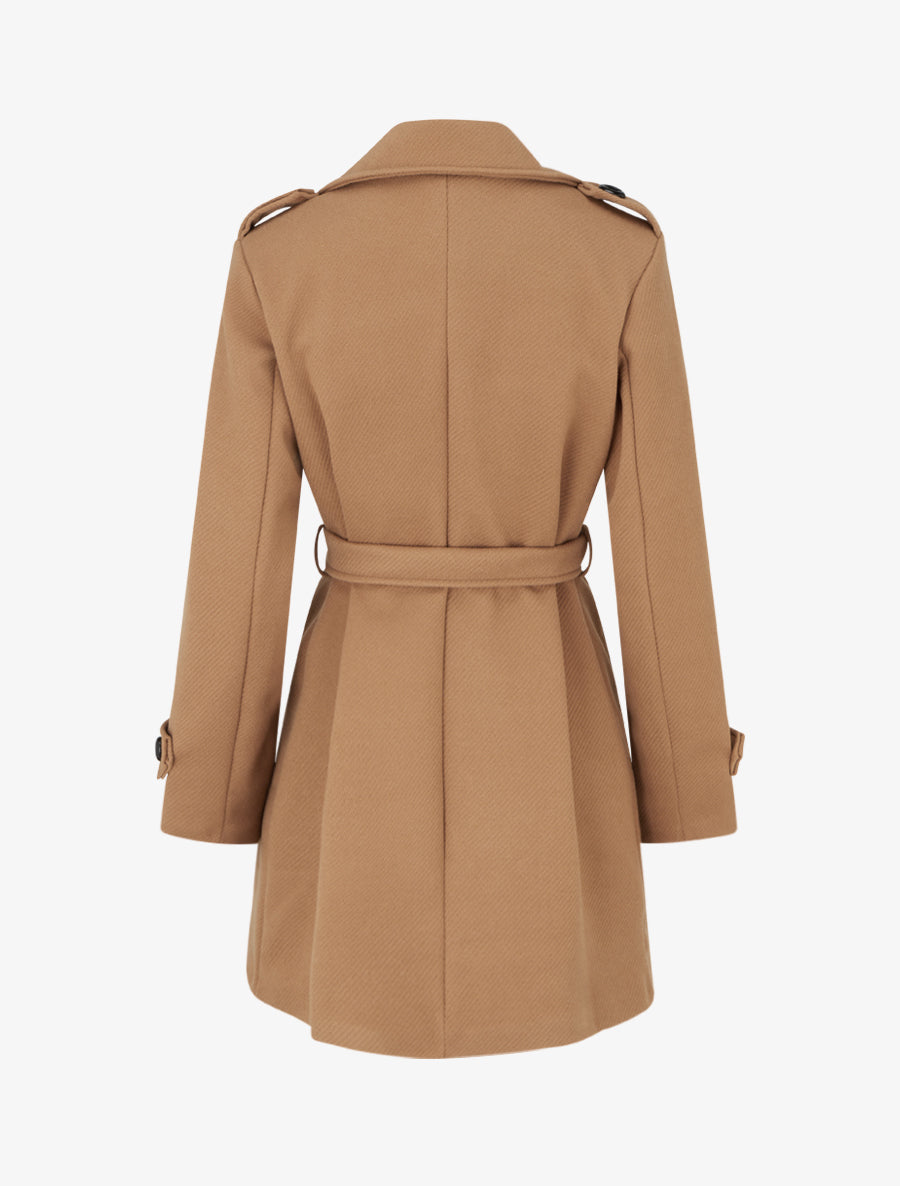 Manteau droit en laine mélangée - Camel - 2