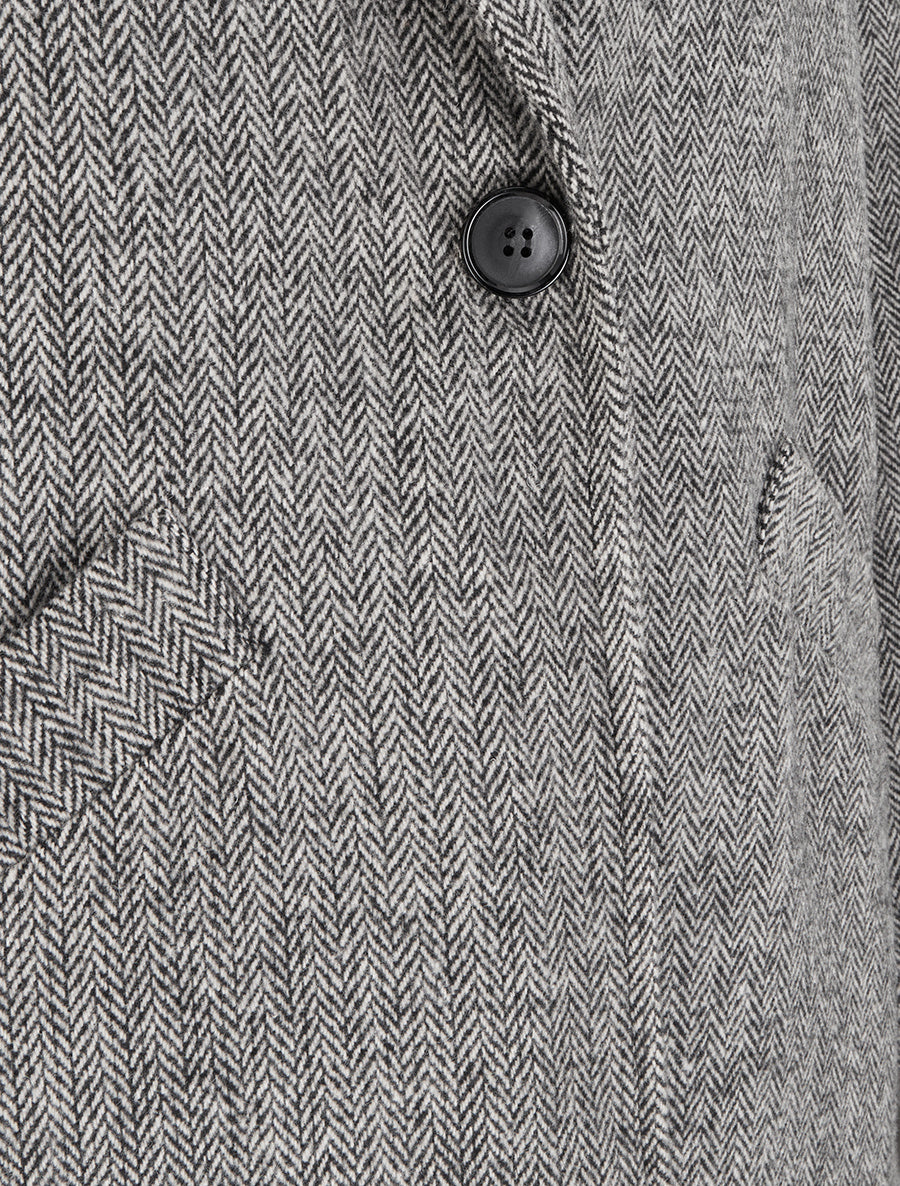 Manteau boutonné imprimé chevron - Noir - 3