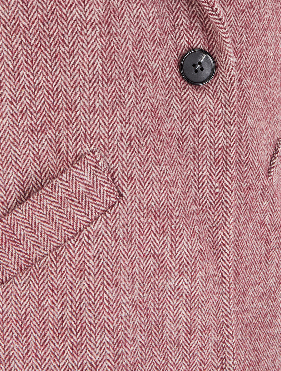 Manteau boutonné imprimé chevron - Rouge - 3