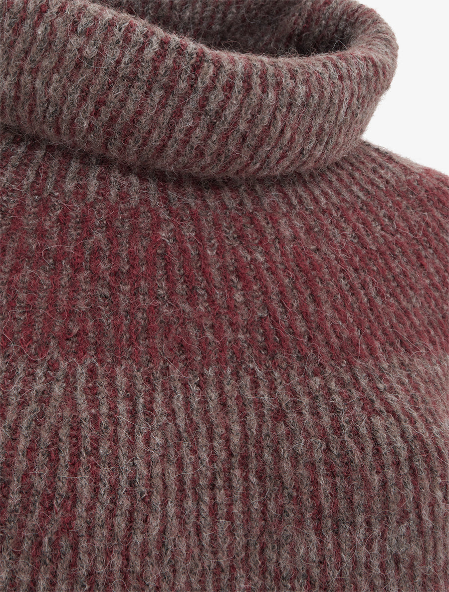 Pull en maille à col roulé - Bordeaux - 3