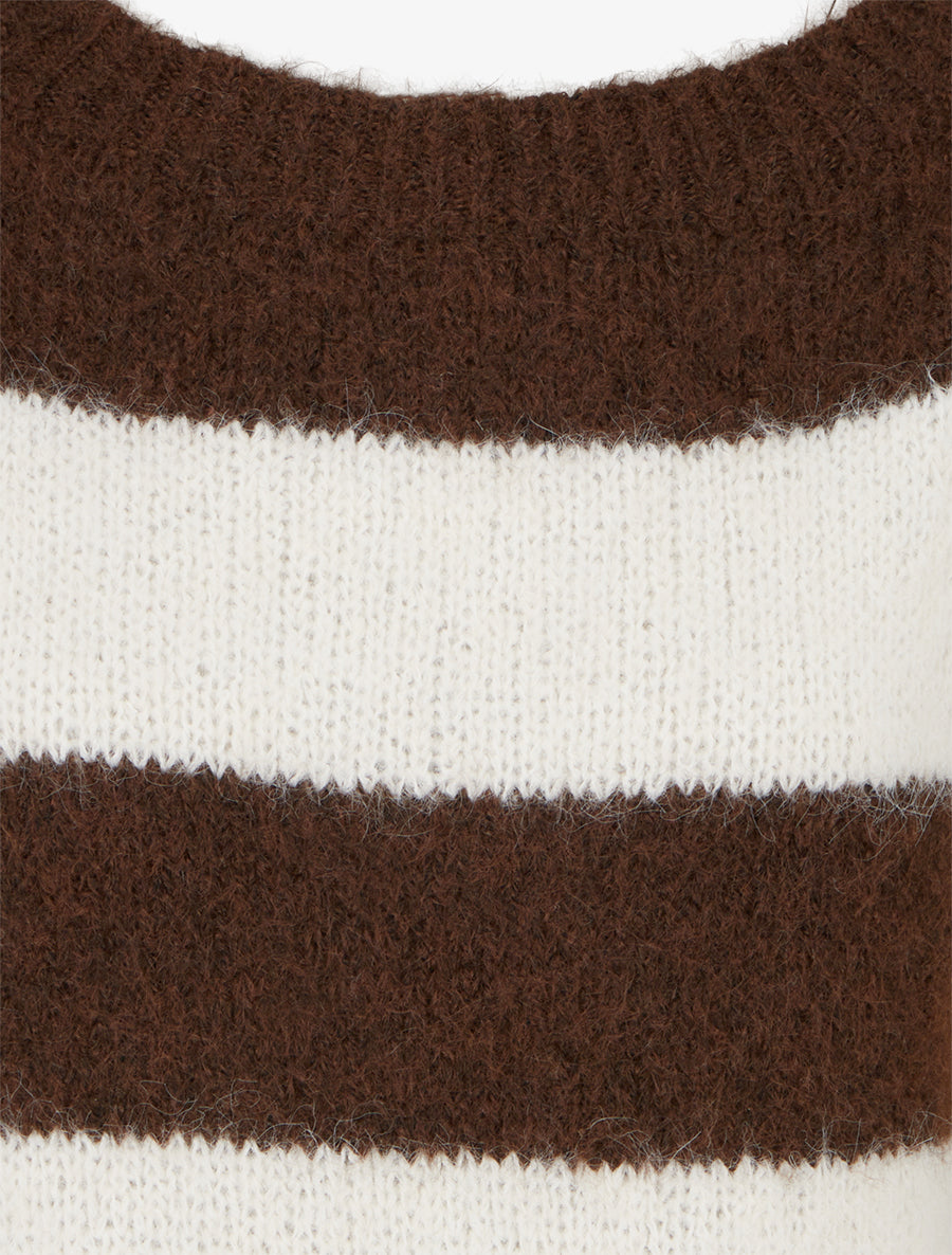 Pull en maille à rayures - Marron - 3