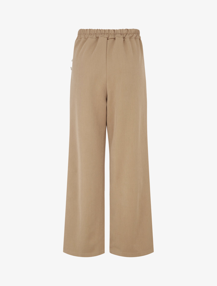 Pantalon ample taille haute et drapé - Camel clair - 2
