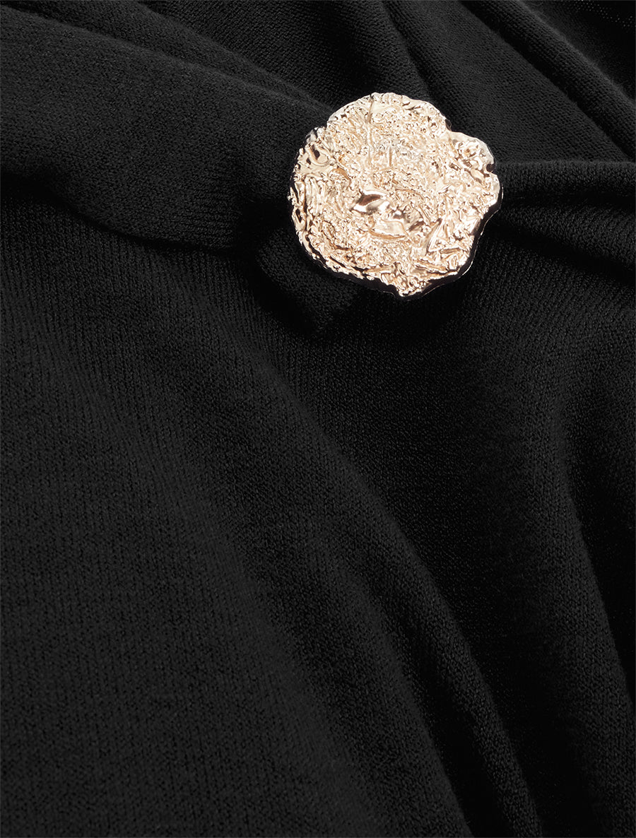 Pull fin à empiècement bijou - Noir - 3