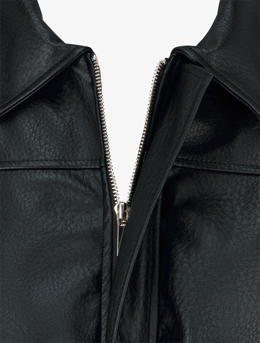 Veste simili ample style bomber - Noir - 3