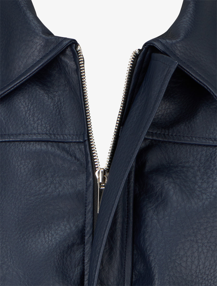 Veste simili ample style bomber - Bleu nuit - 3