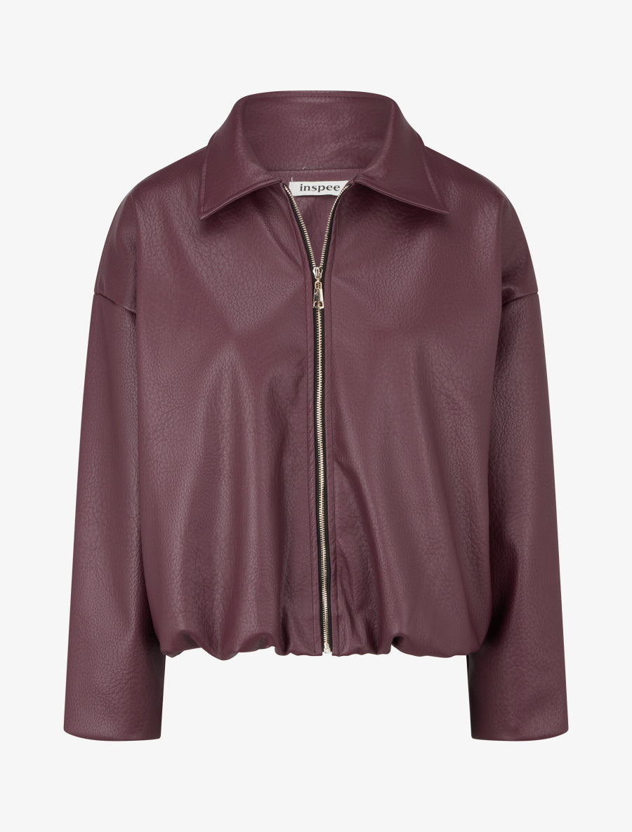 Bomber en simili coupe boule - Lie de vin - 1