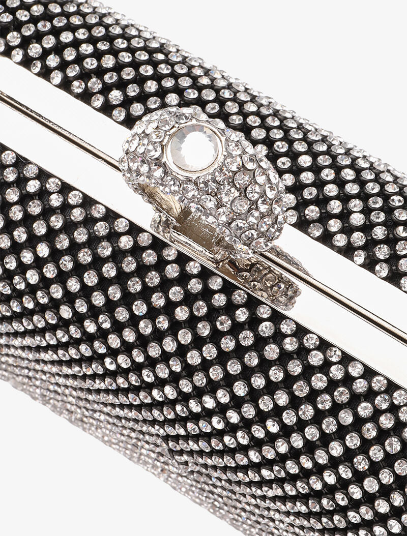 Minaudière à bords arrondis et strass - Noir - 4