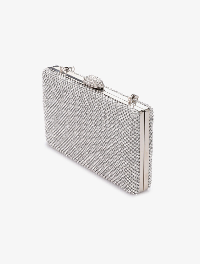 Minaudière rectangulaire à strass - Argent - 2