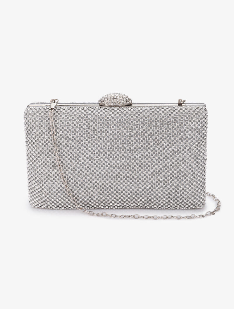 Minaudière rectangulaire à strass - Argent - 3
