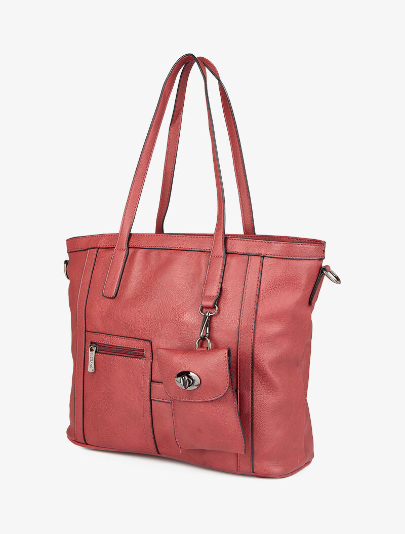 Sac cabas à pochette Melinda - Rouge - 2