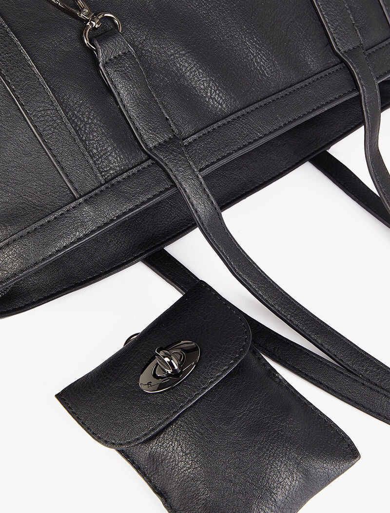 Sac cabas à pochette Melinda - Noir - 4