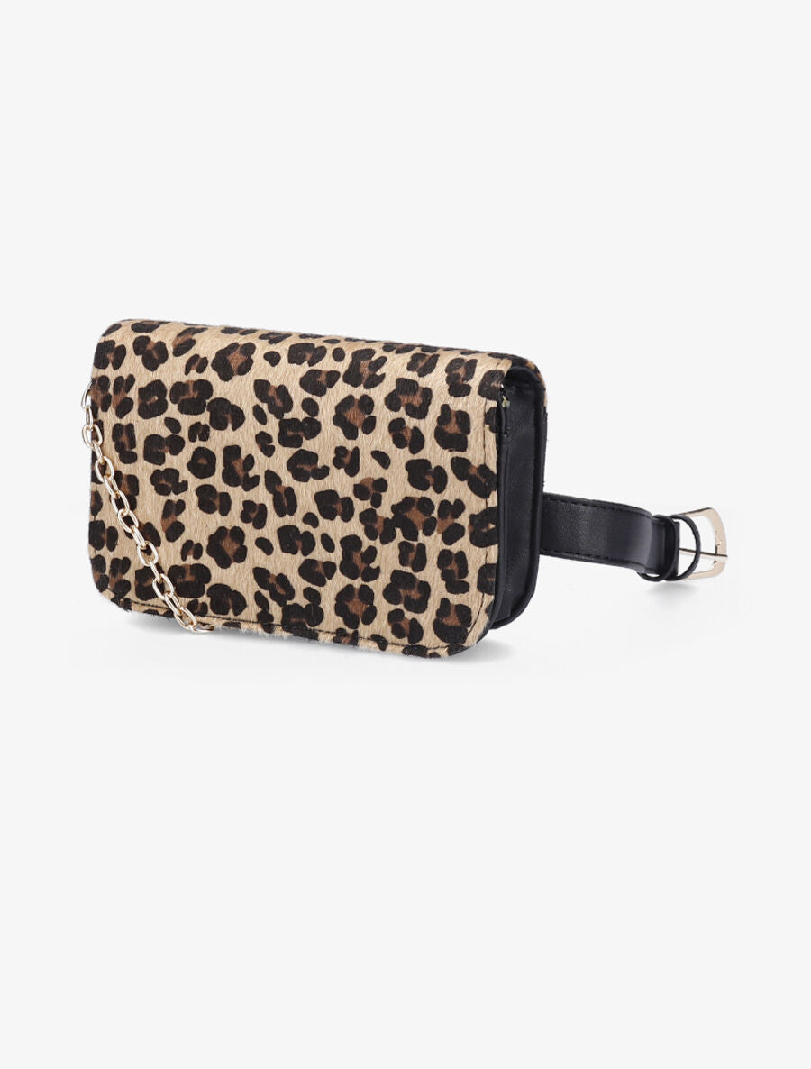 Sac banane rectangulaire à imprimé léopard - Camel - 3