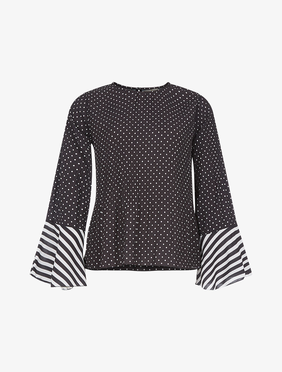 Blouse manches flutes à pois - noir - 3