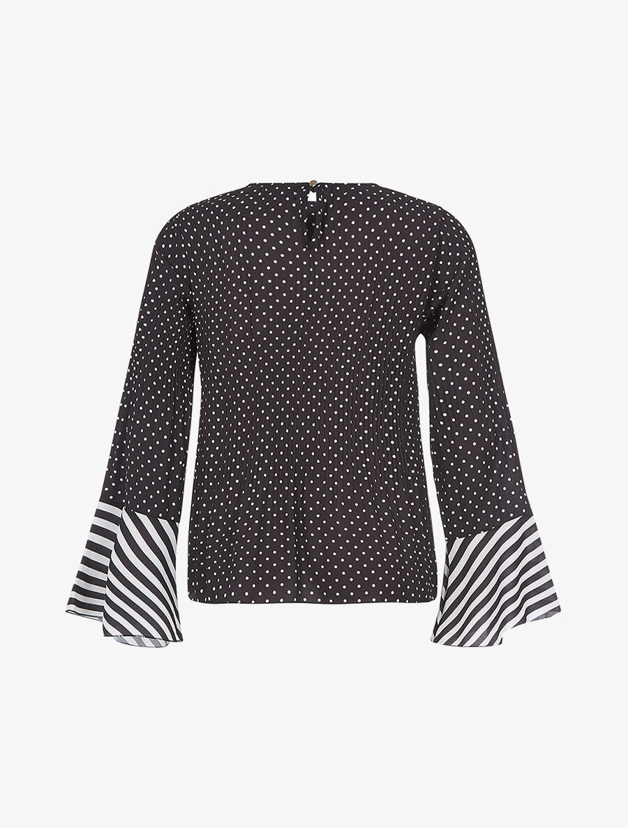 Blouse manches flutes à pois - noir - 2