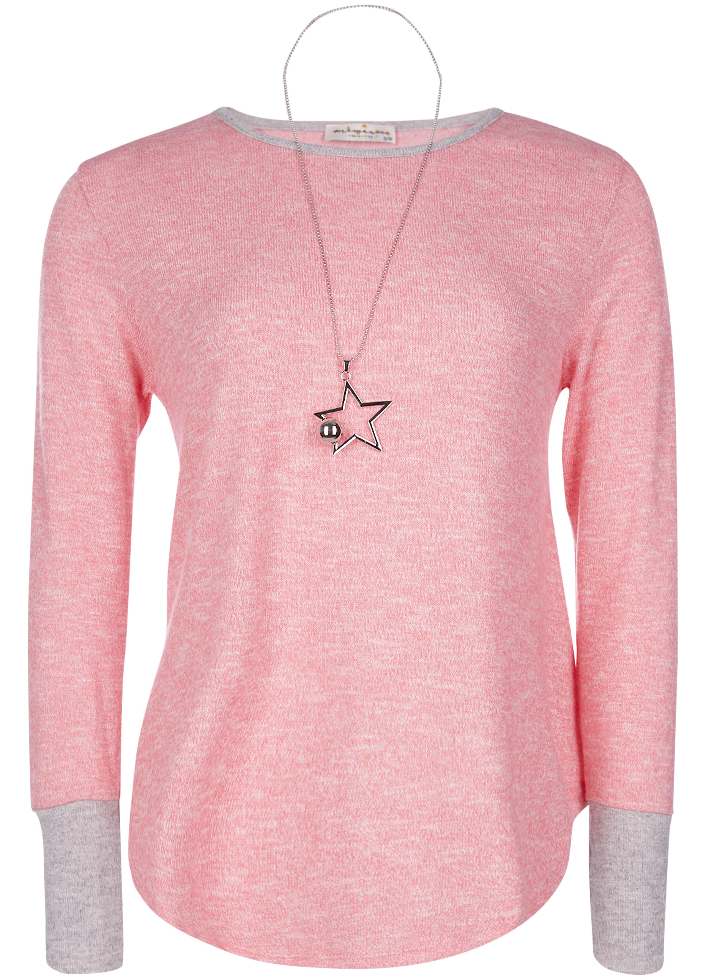 Pull manches grises - Rose - 1