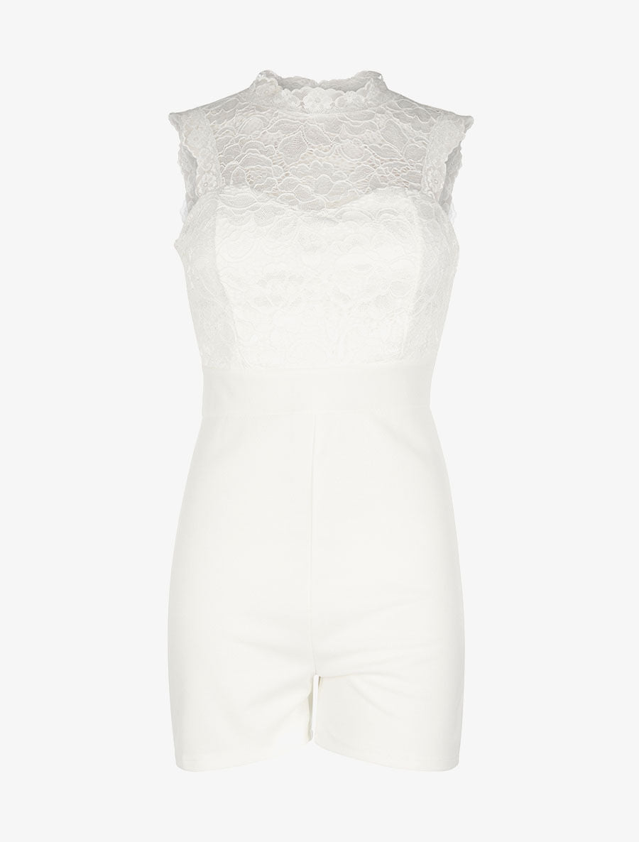 Combishort buste dentelle dos nu - blanc - 1