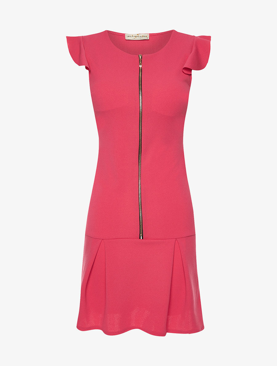 Robe zippée et volants - fushia - 4