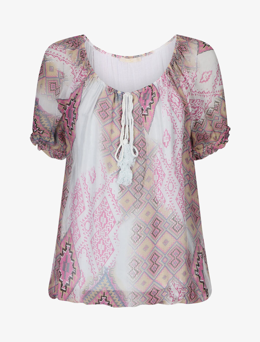 Blouse motifs persans - ciel - 4