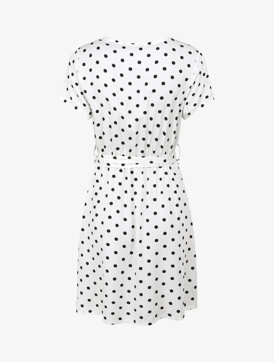 Robe courte portefeuille imprimé pois - Blanc - 2