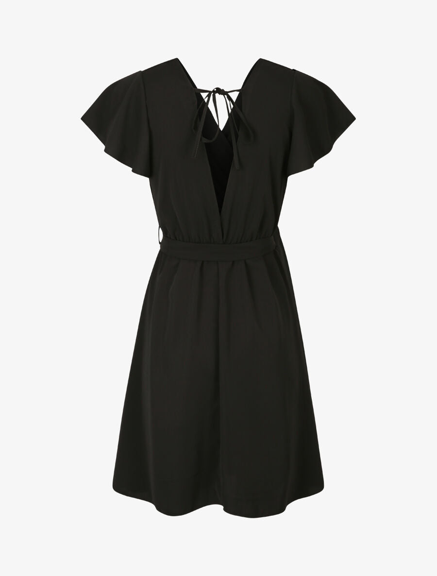 Robe fluide à encolure cache-coeur - Noir - 2