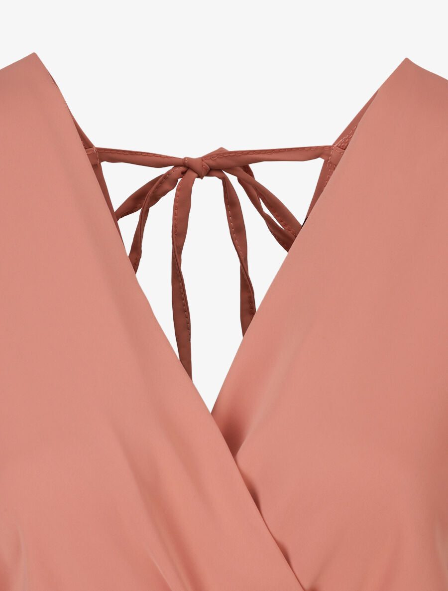 Robe fluide à encolure cache-coeur - Rose - 3