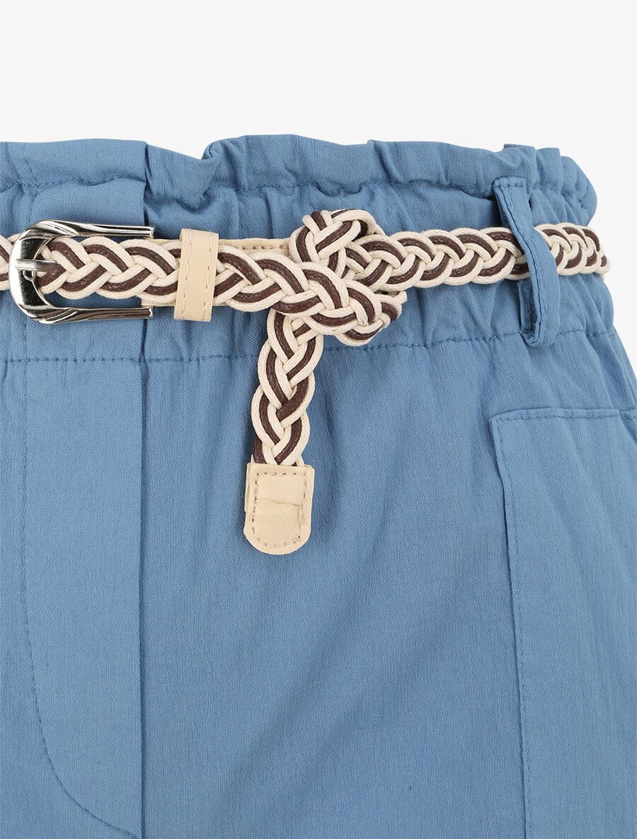 Short paperbag uni à taille haute - Bleu - 3
