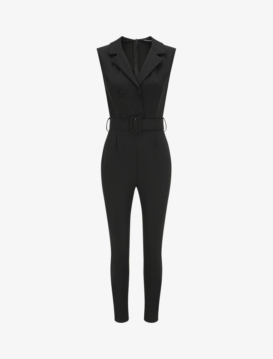 Combinaison carotte uni sans manches - Noir - 1