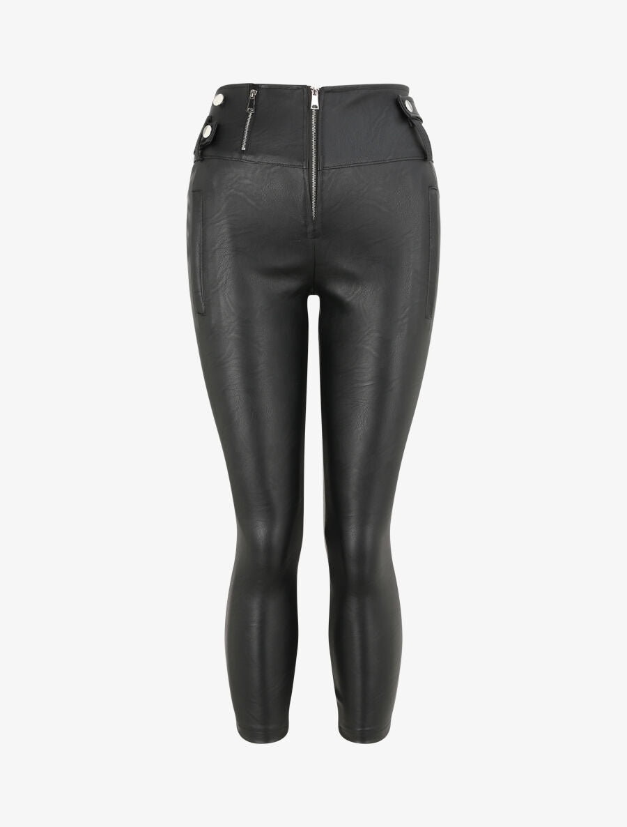 Pantalon simili uni - Noir - 4