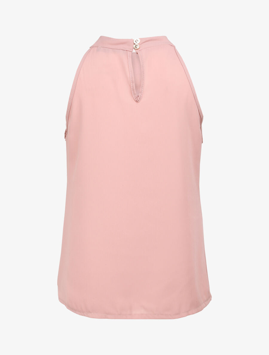 Top droit uni à col américain - Rose pâle - 2
