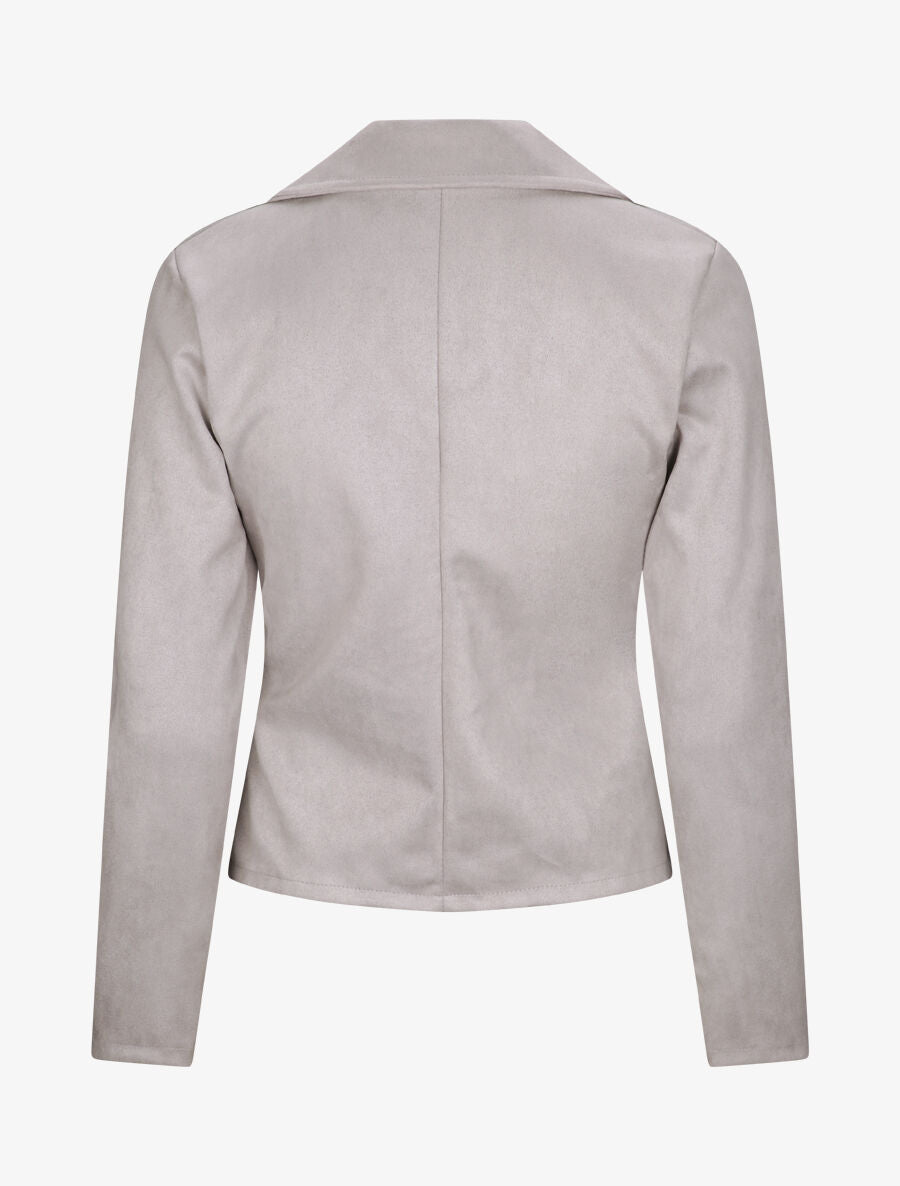 Perfecto droit en suédine poches zippées - Gris clair - 2