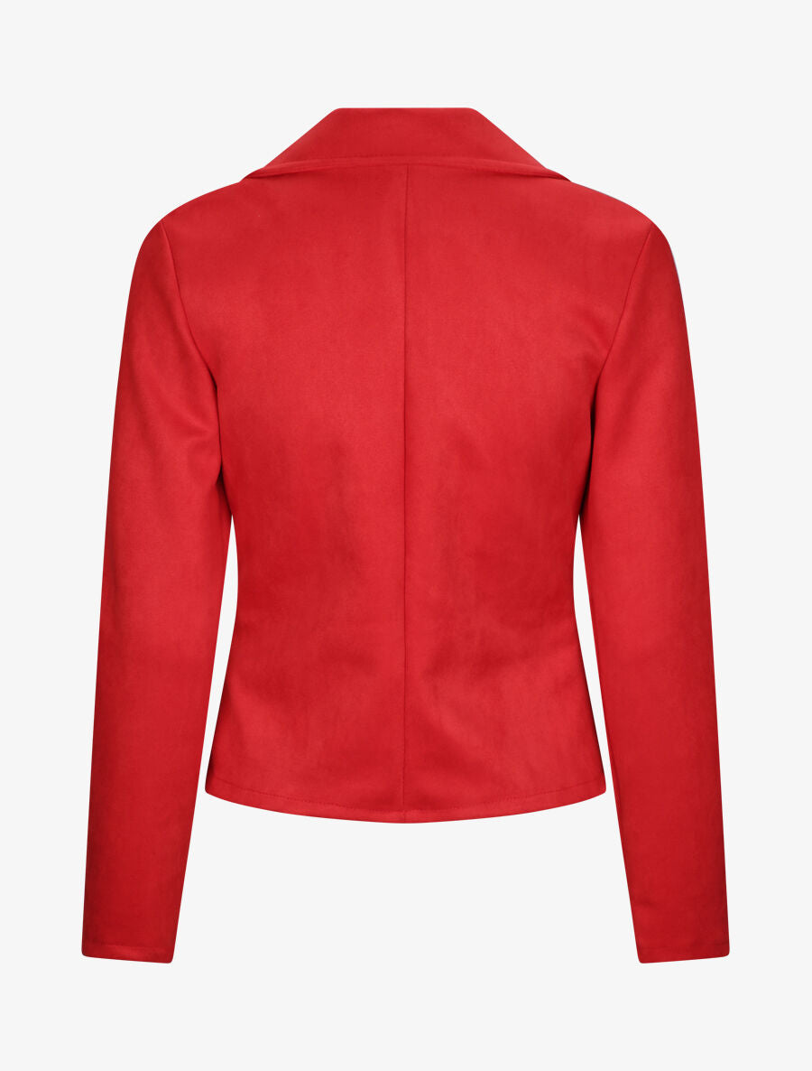 Perfecto droit en suédine poches zippées - Rouge - 2