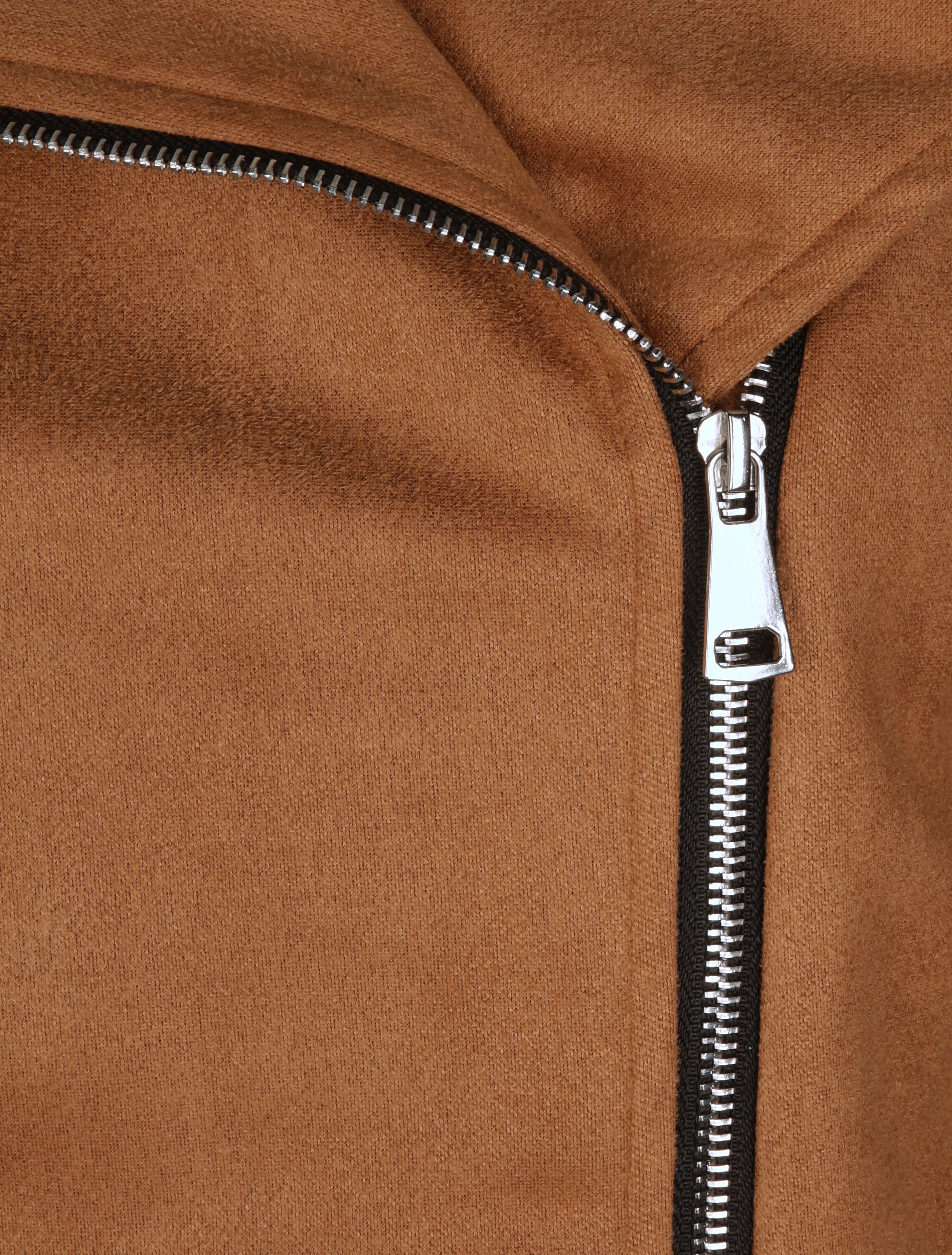 Perfecto droit en suédine poche zippée décorative - Camel - 3