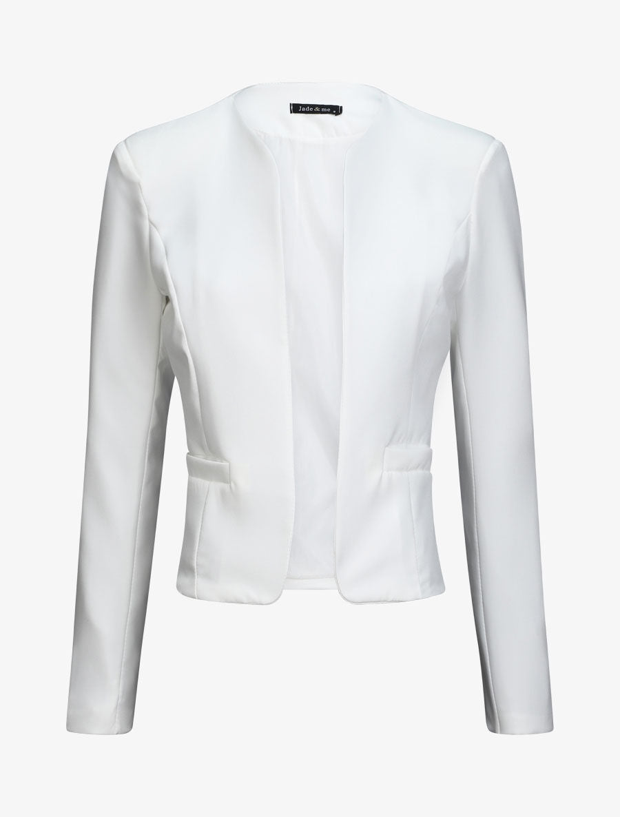 Blazer uni droit - Blanc - 4