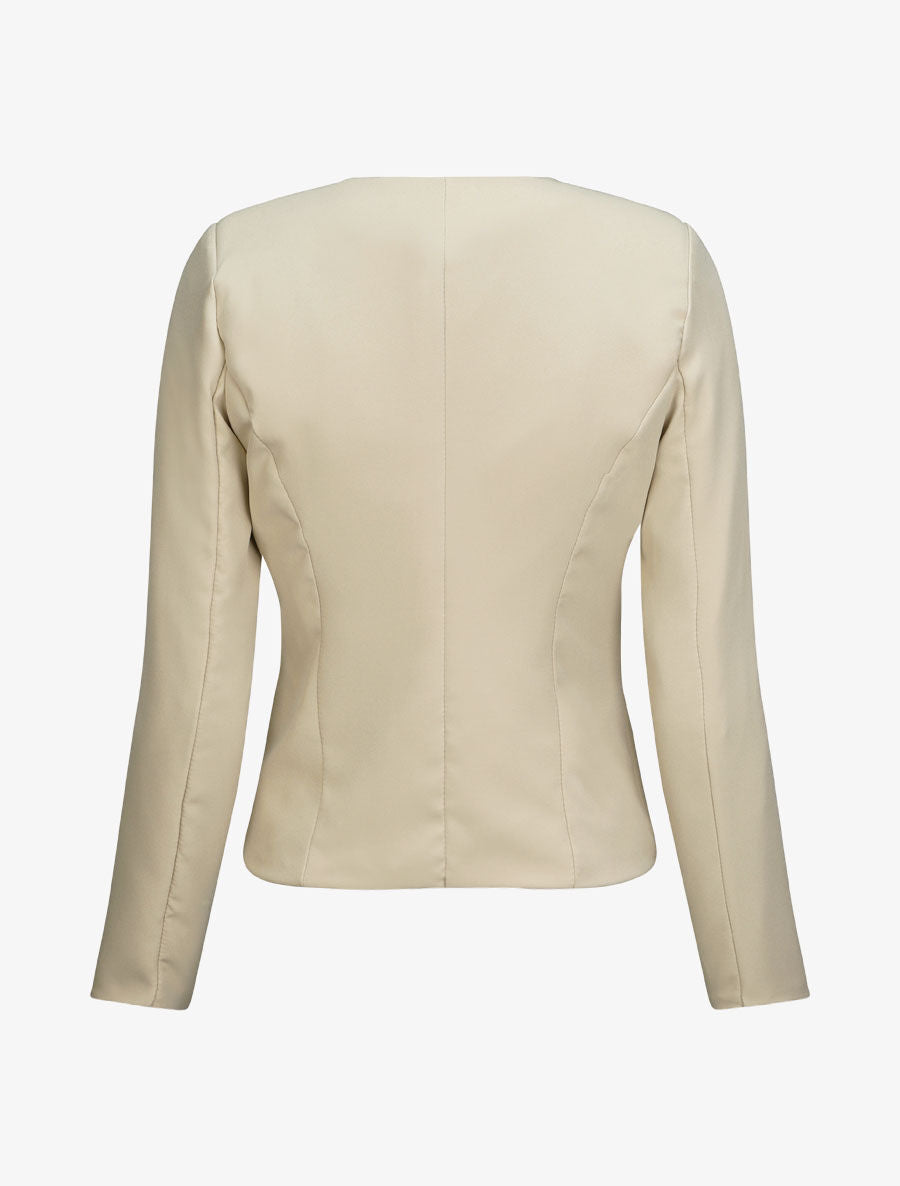 Blazer uni droit - Beige - 2