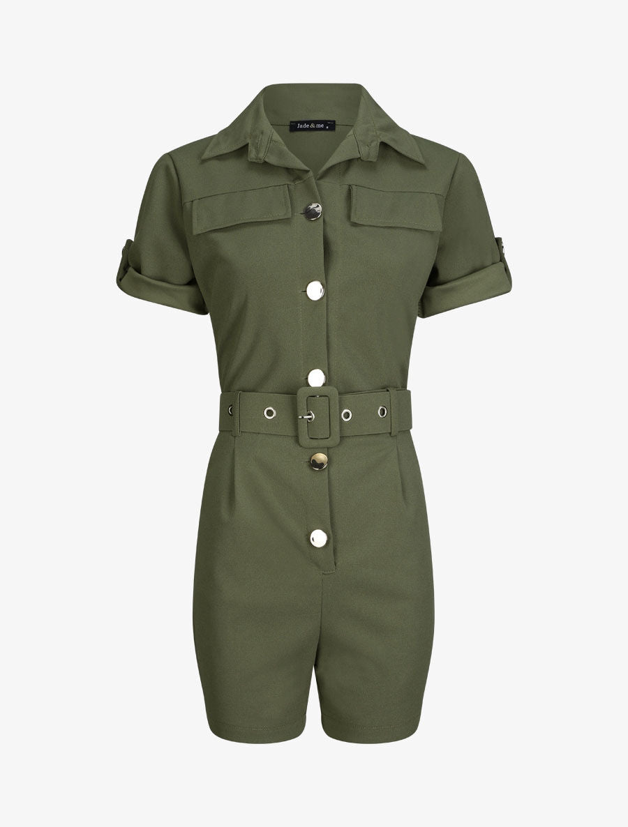 Combishort fluide unie - Kaki - 1