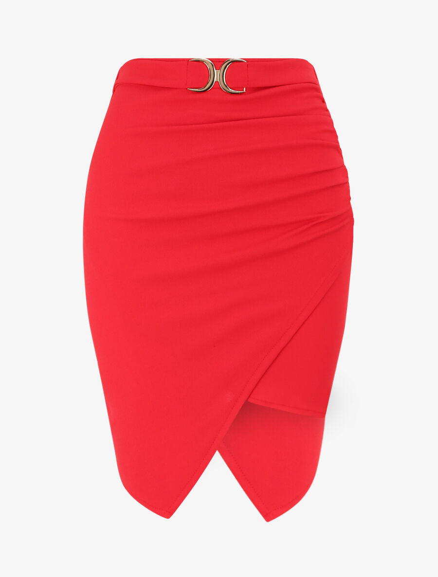 Mini jupe portefeuille - Rouge - 1