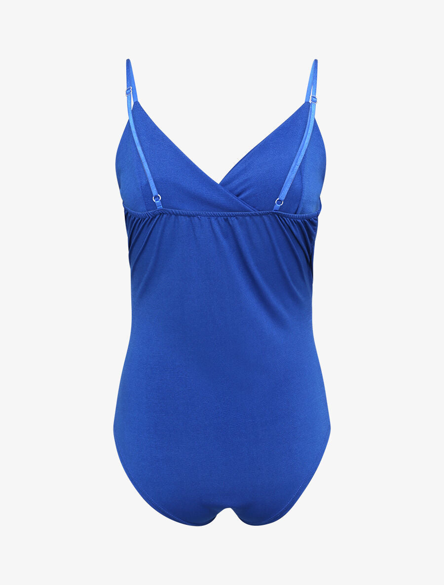 Body ajusté cache-coeur à fines bretelles - Bleu électrique - 2