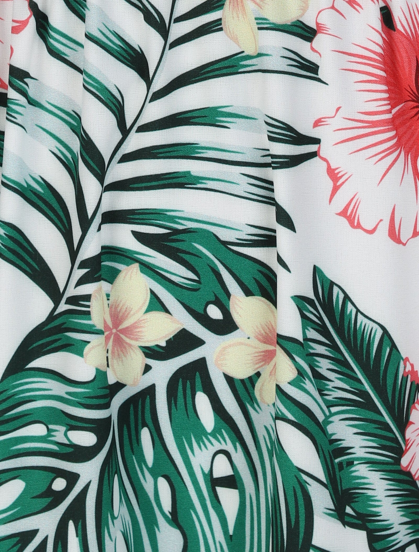 Robe longue évasée imprimé hibiscus col à noeud - Blanc - 3