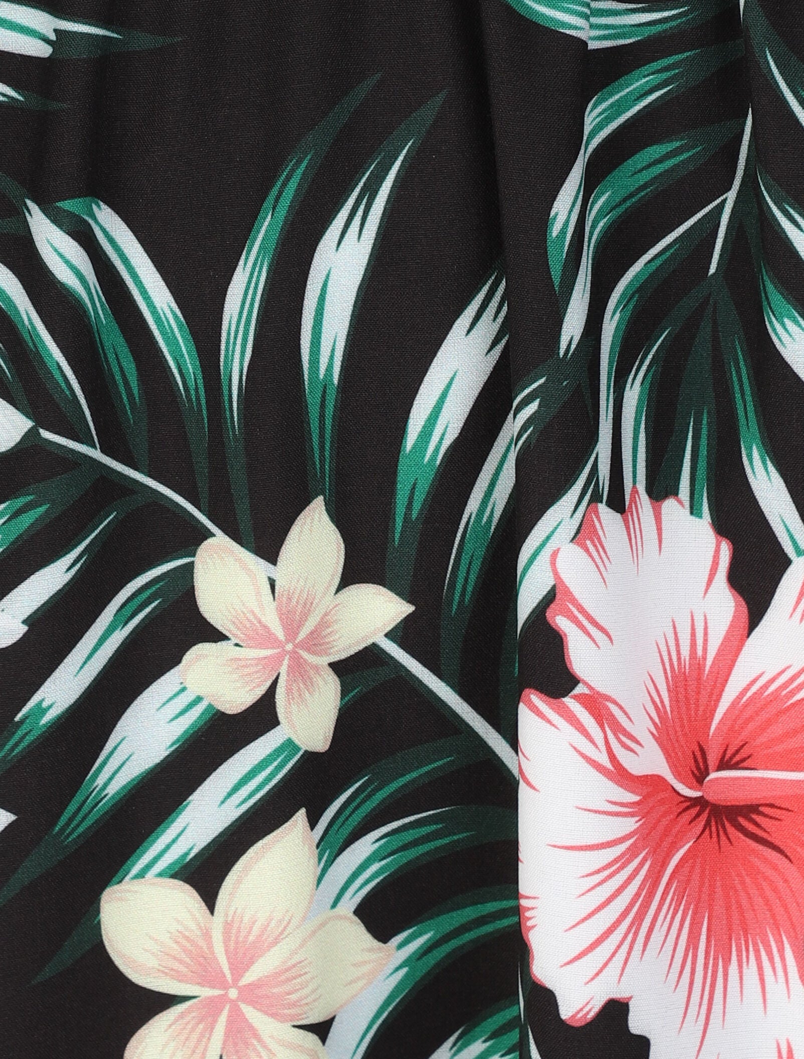 Robe longue évasée imprimé hibiscus col à noeud - Noir - 3