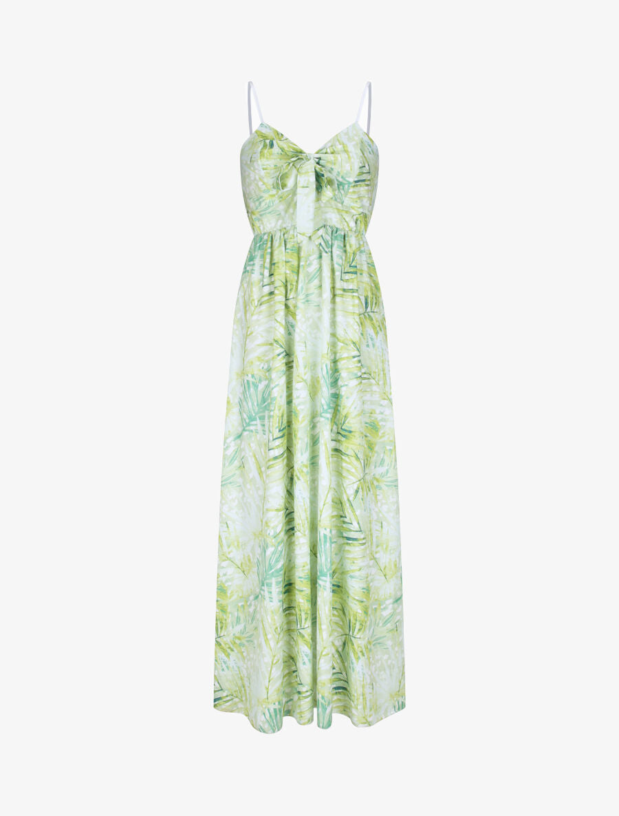 Robe longue à imprimé fleurs tropicales - Vert d&