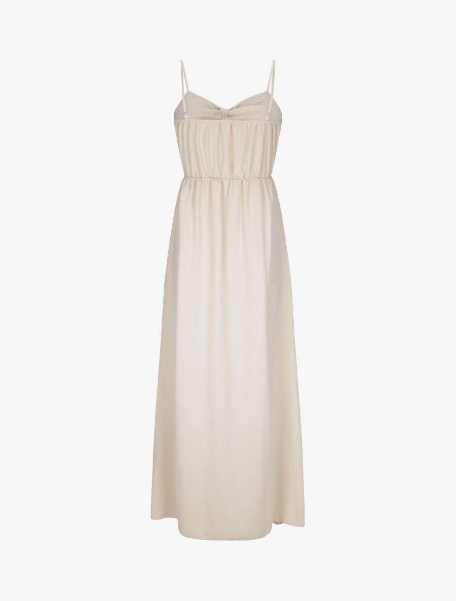 Robe longue à boutons stylisés - Beige - 2