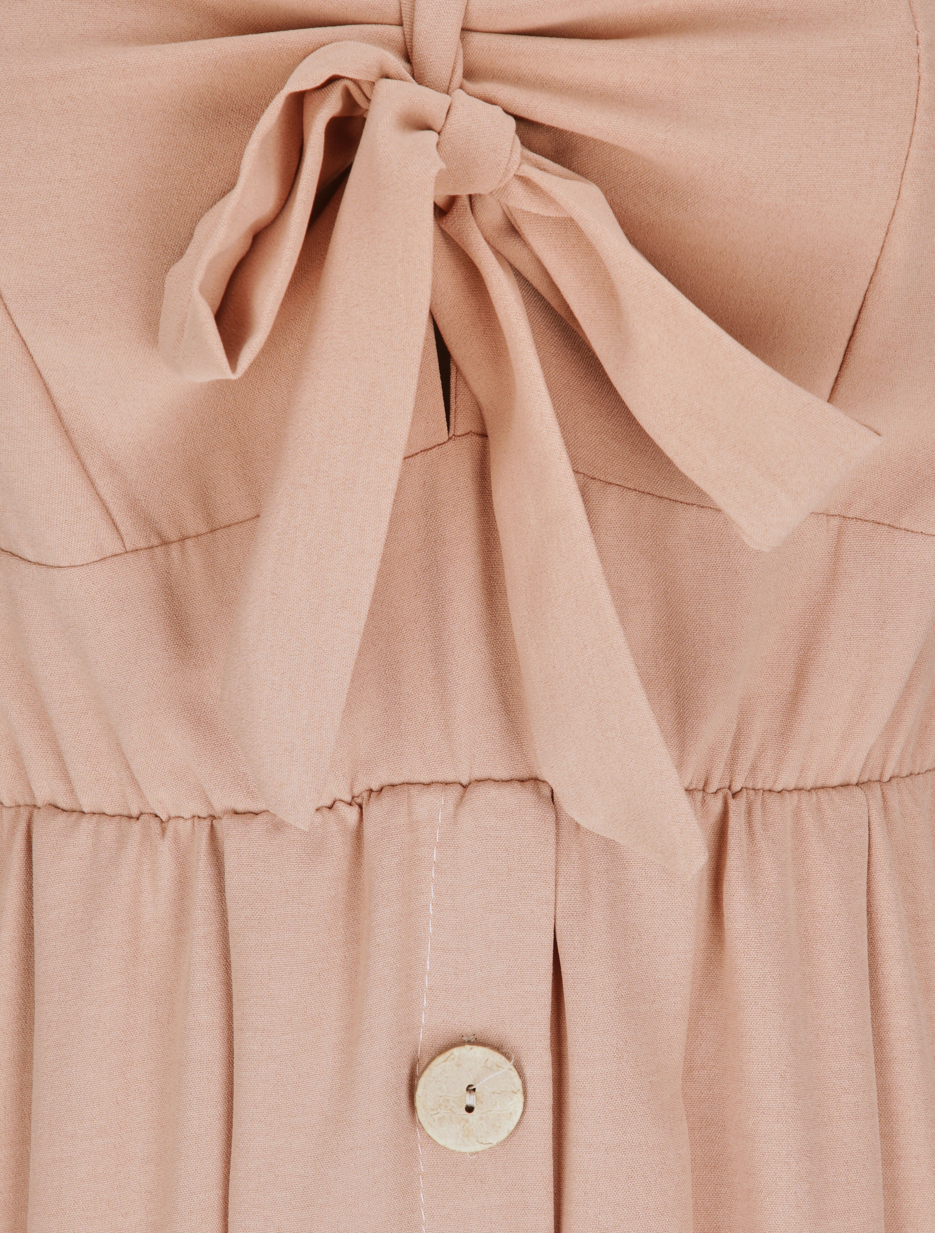 Robe longue à boutons stylisés - Camel - 3
