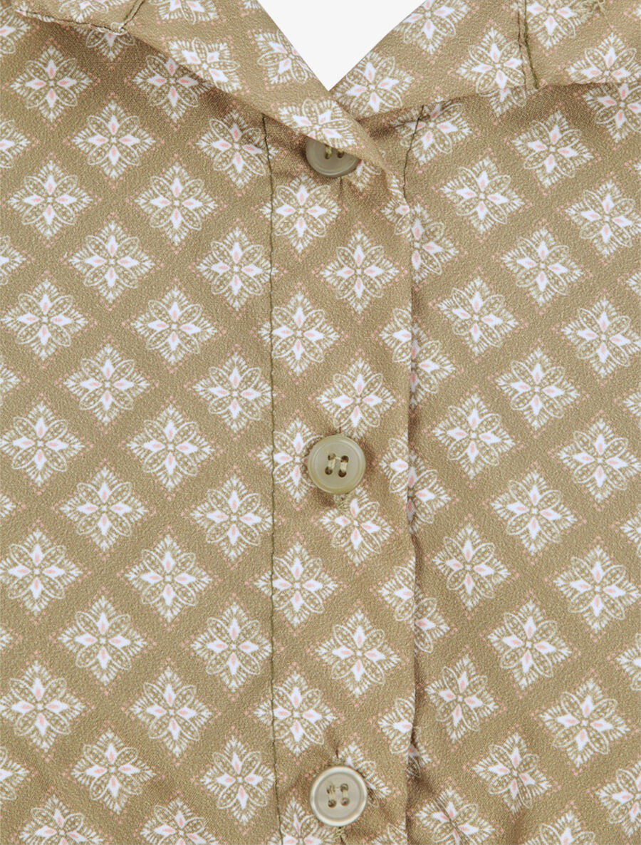 Tunique patineuse imprimé mosaïque à boucle dorée - Kaki - 3