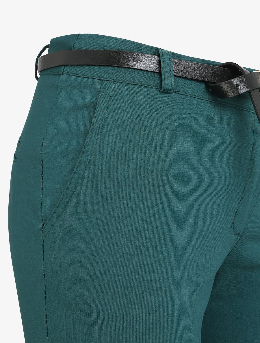 Pantalon 7/8 uni à revers - Vert sapin - 3