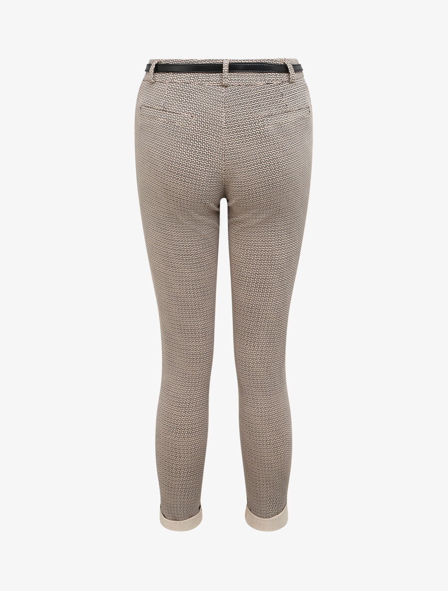 Pantalon 7/8 imprimé grec à revers - Beige - 2