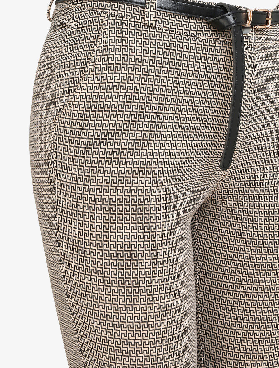 Pantalon 7/8 imprimé grec à revers - Beige - 3