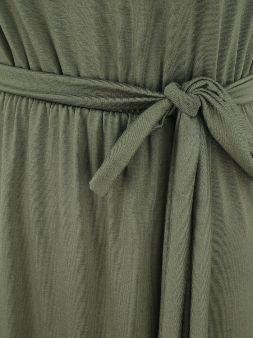 Robe mi-longue cintrée style portefeuille - Kaki - 3